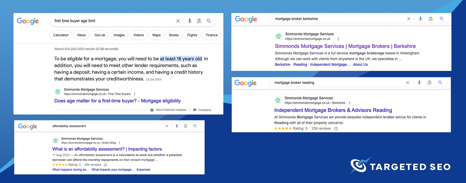 local seo results for simmonds mortgage services