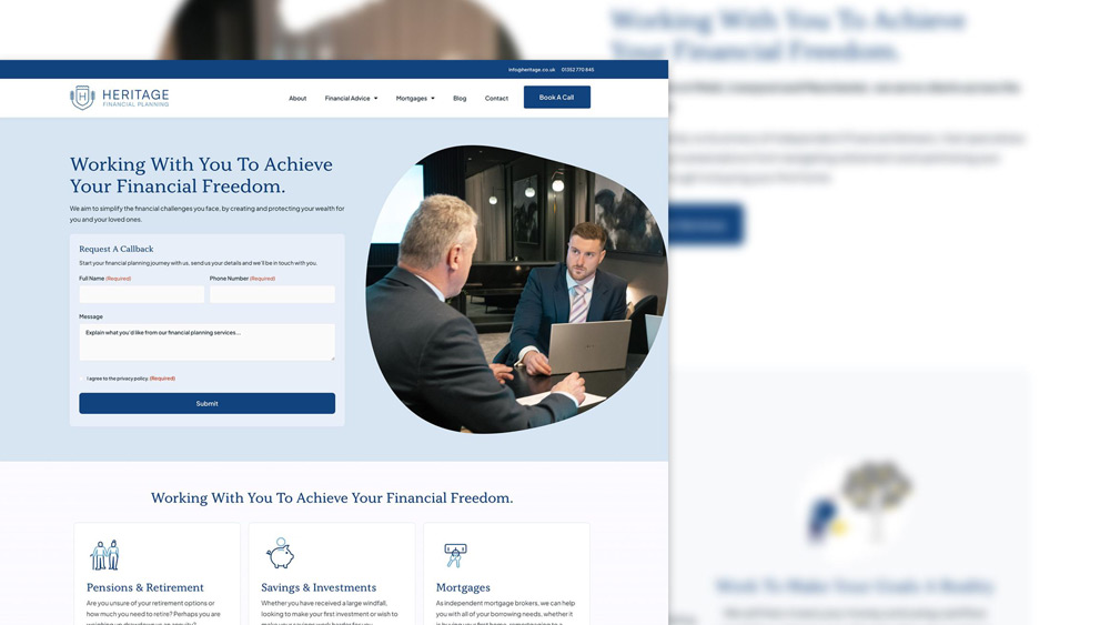 seo and web design case study heritage financial planning