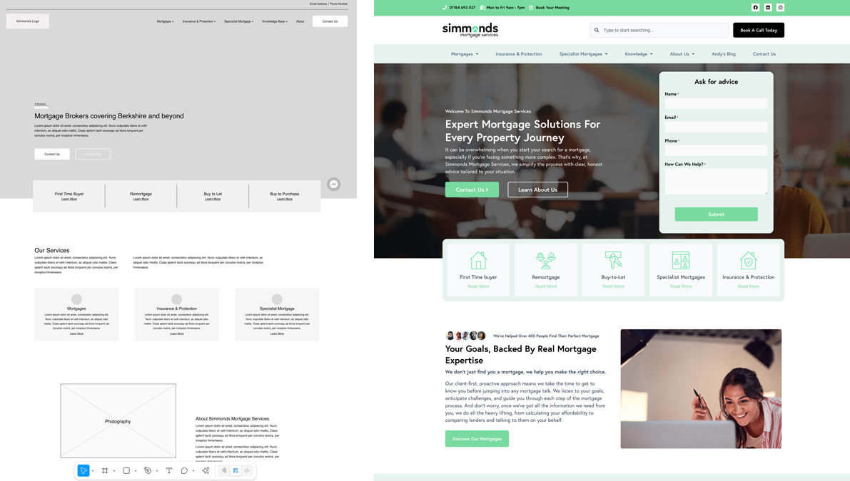 web design for mortgage advisor