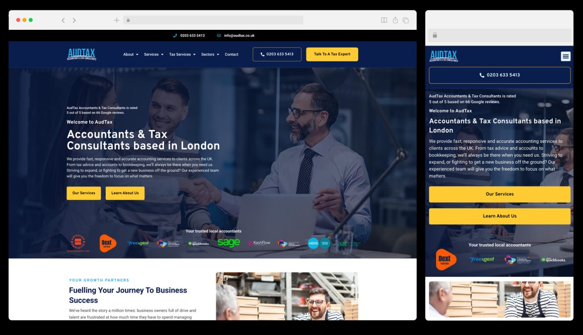 web design for tax accountants in london
