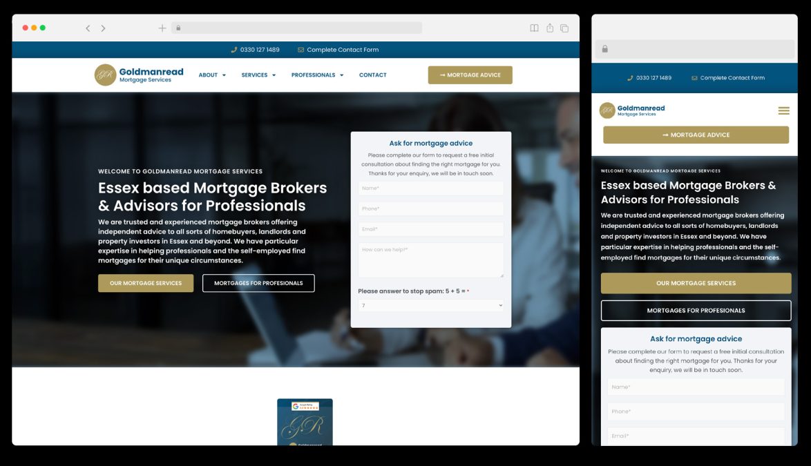 web design and development for local mortgage broker
