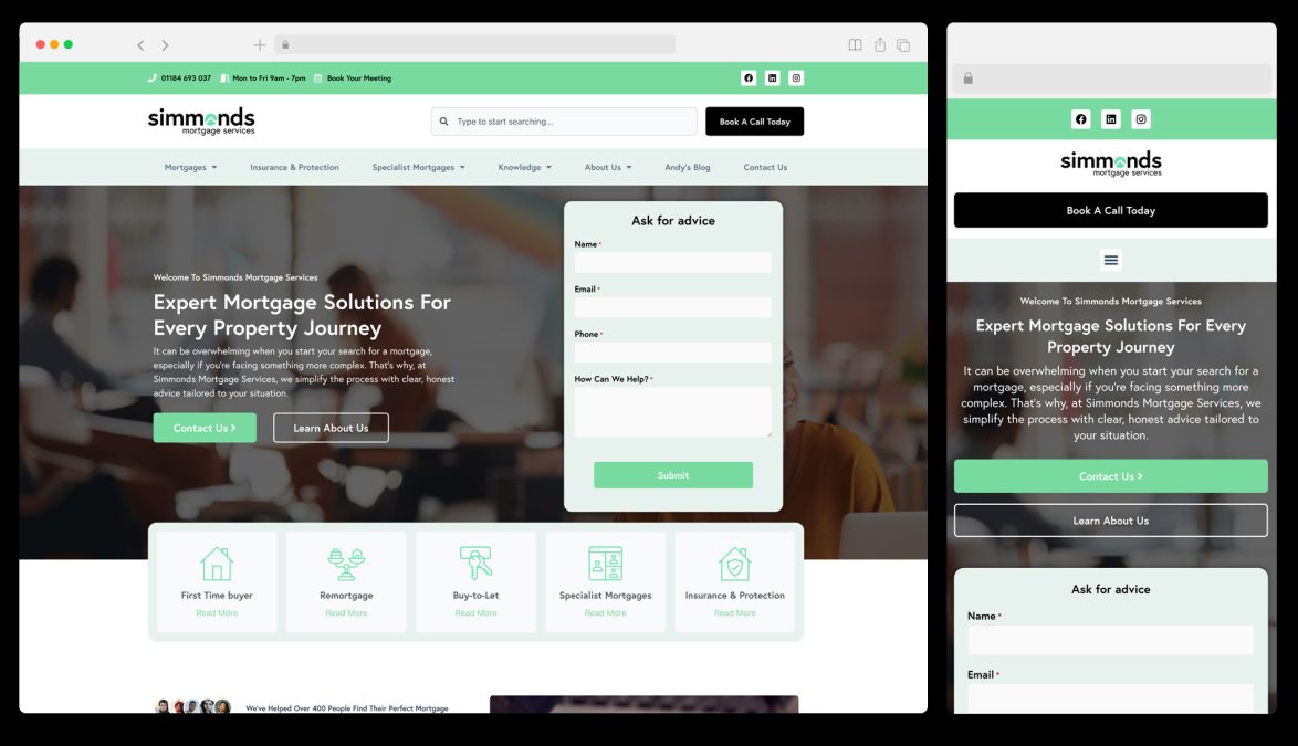 web design for national mortgage broker and advisor