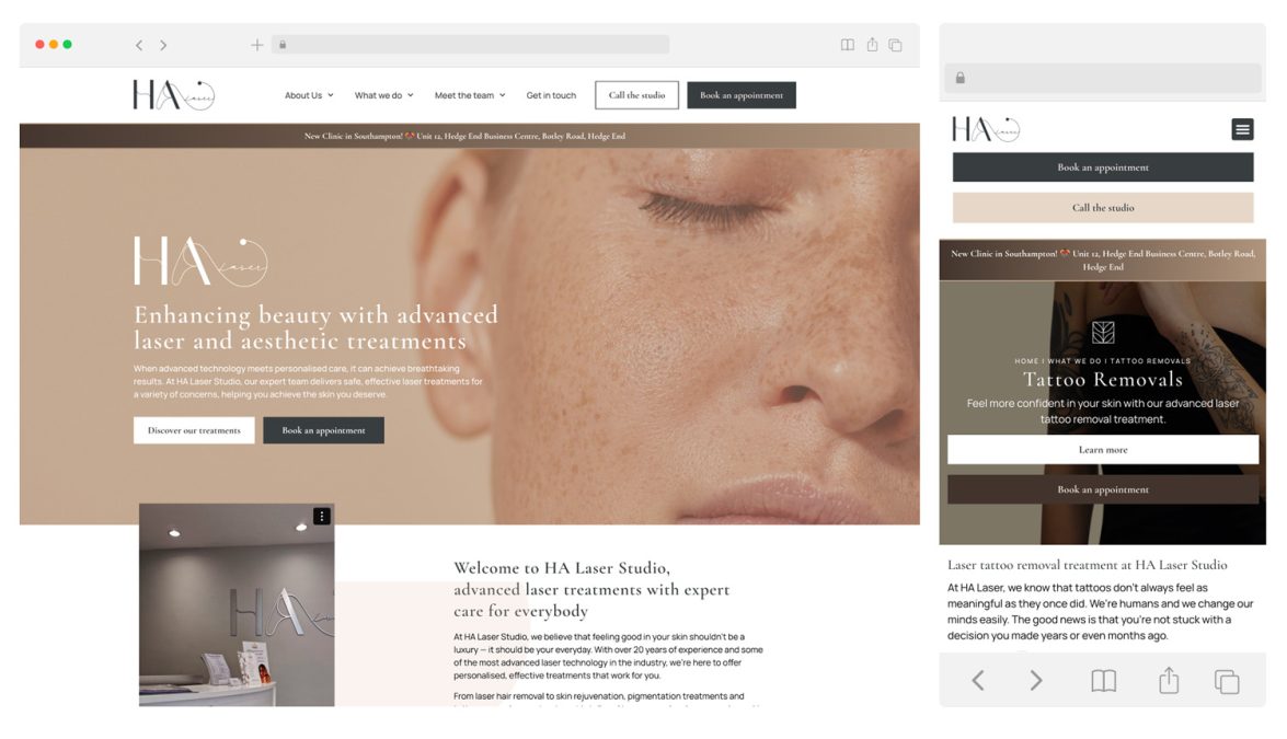 aesthetic clinic website design