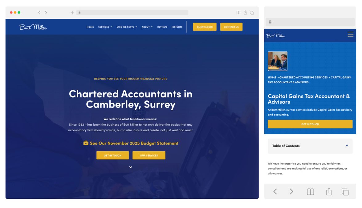 seo website design and website development for chartered accountant