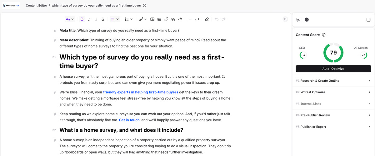 mortgage company ai seo content