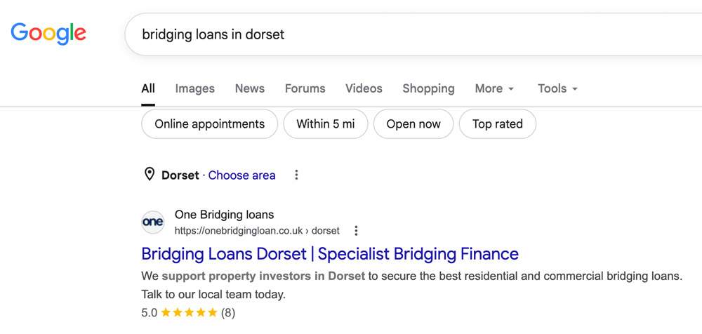 local seo for bridging loan company