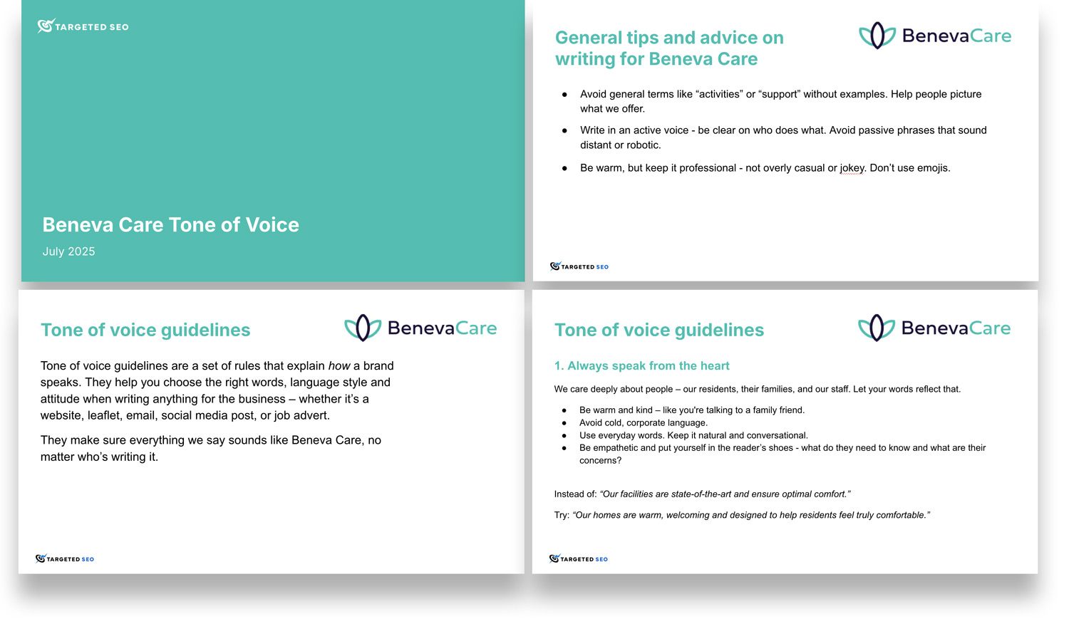 copywriting guidelines for care home seo content