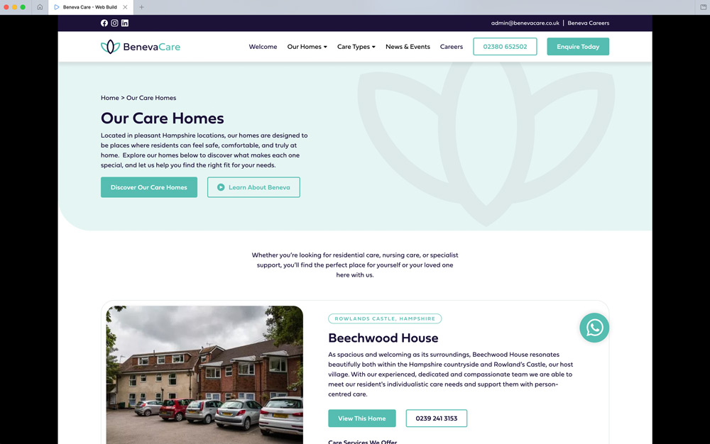 figma website designs for the care home