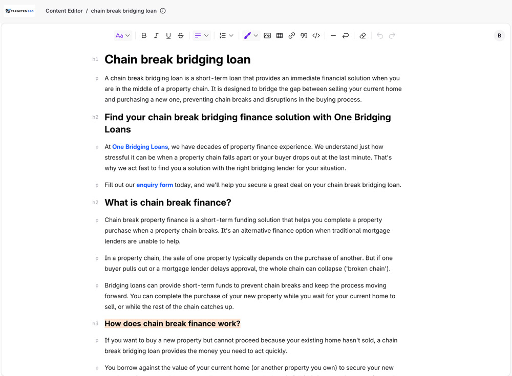 seo content writing for bridging loans
