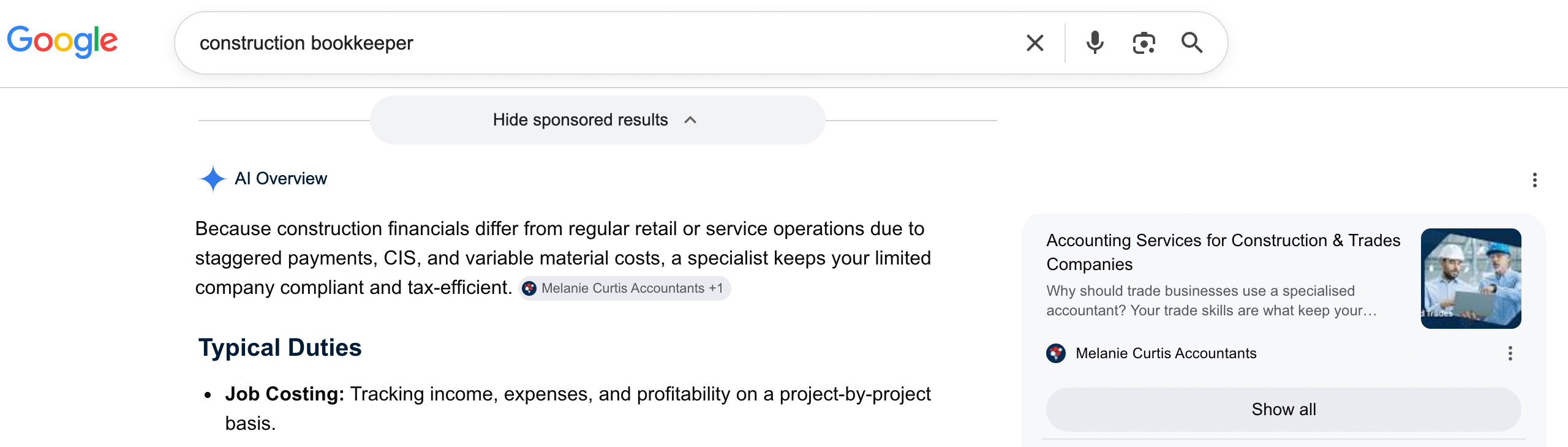 ai overviews for bookkeeper