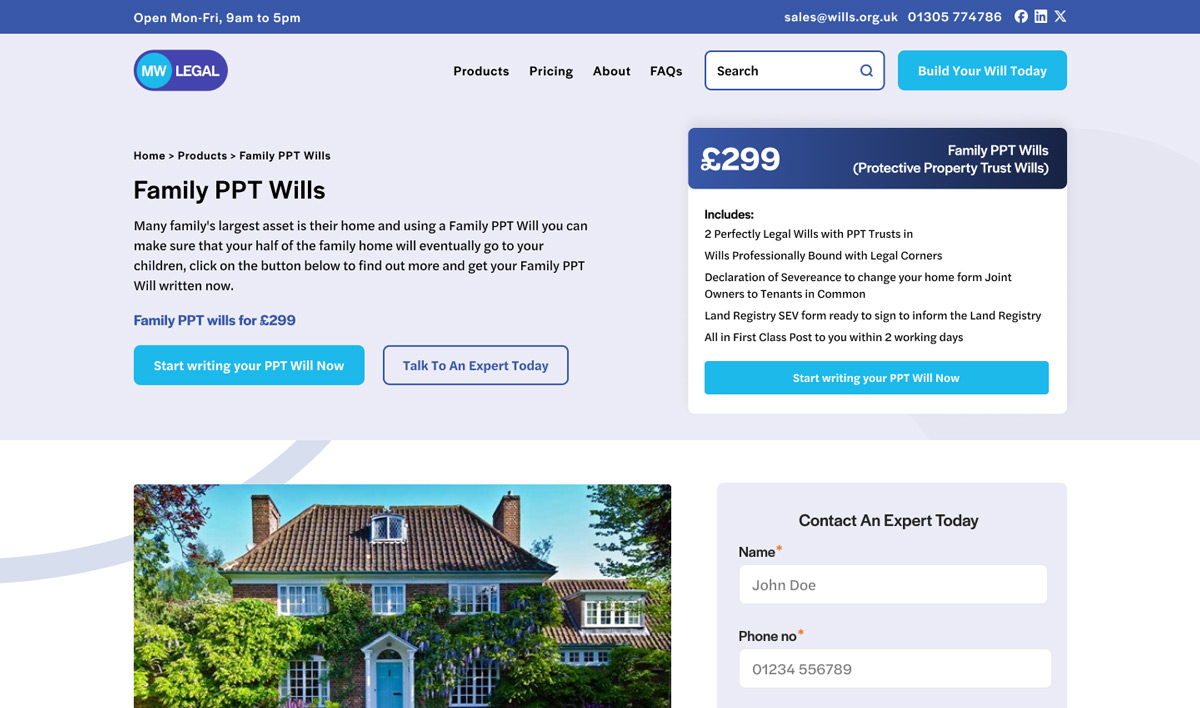 MW Legal online wills seo website case study